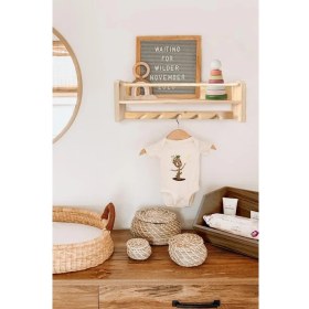 Resim Montessori Çocuk Bebek Odası Kitaplık Askılık Çok Amaçlı Duvar Rafı 