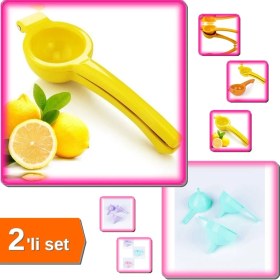 Resim Hereveoyuncak Pratik Limon Sıkacağı + 3 Boy Huni - Kullanışlı Mutfak Araçları - 2li Set R1E9S0 