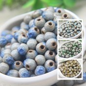 Resim 55 Parça Çok Renkli Jingdezhen Porselen Boncuklar, Buz Çatlak Açık İşlemeli Seramik Boncuklar, El Yapımı Kolye ve Küpe Malzemesi 