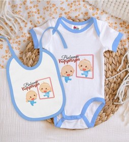 Resim Bk Kids Babamın Kopyasıyım Tasarımlı Mavi Bebek Body Zıbın Ve Mam Çok Renkli 