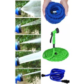 Resim 30 Metre Uzayan Bahçe Sulama Araç Yıkama Hortumu 7 Kademeli Başlık 