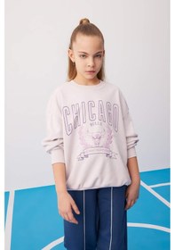 Resim DeFacto Kız Çocuk NBA Chicago Bulls Oversize Geniş Kalıp Bisiklet Yaka Sweatshirt C0802A824SPPN424 Pembe 