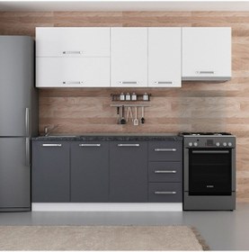 Resim Minar 235 Cm Mutfak Dolabı Beyaz Antrasit 235-A7 Beyaz 