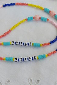 Resim Idarosa Concept Renkli Boncuklu "smile" Yazılı Gözlük Ipi Gözlük Askısı 