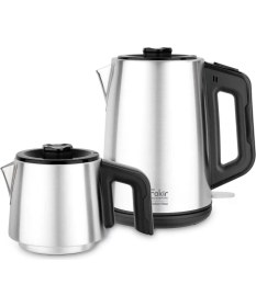 Resim Gri Inox Büyük Çay Makinesi, Şık ve Kullanışlı Ev ve Ofis Için Ideal Seçim 