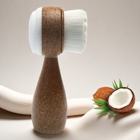 Resim 1 adet Hindistan Cevizi Lif Yüz Fırçası - Çift Taraflı Peeling Manuel Temizleme Fırçası, Yumuşak Saç Derin Temizleme Yüz Yıkama Fırçası, Masaj Cilt Bakımı, Rahat Tutma Tasarımı, Sevgililer Günü Tatil Hediyesi 