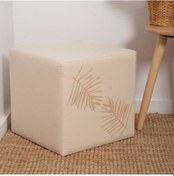 Resim Palm Puf-bej/yaprak Baskılı 40x40x40 Cm 