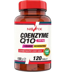 Resim Nevfix Coenzyme Q10 200 MG Koenzim Resveratrol Q10 Karamuk 120 