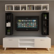 Resim Dekormer Design Tv Ünitesi Dolaplı Siyah Beyaz 180 cm Ve Kitaplık 