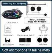 Resim Kebidumei Y12 Pro Motosiklet Kask Interkom Bluetooth Kulaklık 500 M Kablosuz Soft Mic 