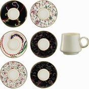 Resim Sandro Moreno 1453 Desen Yağmuru Double Yüzük Line Gold 12 Parça Kahve Fincan Takımı 120 ml 153AR211551 