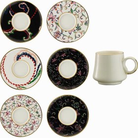 Resim Sandro Moreno 1453 Desen Yağmuru Double Yüzük Line Gold 12 Parça Kahve Fincan Takımı 120 ml 153AR211551 