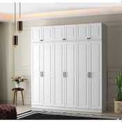 Resim GuneyStore Sport 6 Kapaklı Komple MDF Yüklüklü Beyaz Gardırop 