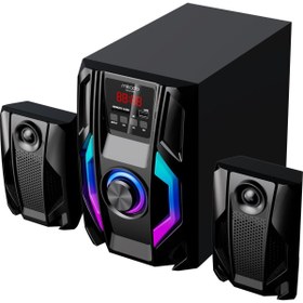 Resim Mikado 2+1 20W Siyah Multimedya FM-BT-SD-USB Speaker Hoparlör Kumandalı 