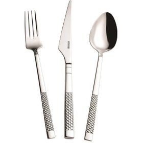 Resim Emsan Side 84 Parça Lüks Kutulu Çatal Bıçak Kaşık Takımı Gümüş 