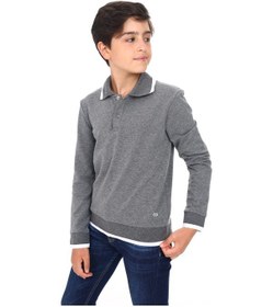 Resim Toontoy Kids Toontoy Erkek Çocuk Regular Fit Polo Yaka Baskılı Sweatshirt - 2 İplik Antrasit Melanj 