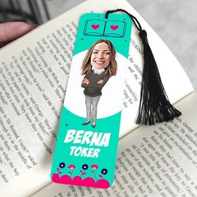 Resim Harika Kadın Karikatürlü Püsküllü Kitap Ayracı 