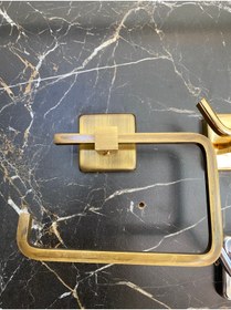 Resim İSAOĞLU YAPI Antik Gold Tuvalet Kağıtlığı Mat Gold Kağıtlık Antik Eskitme Aksesuar Tuvalet Kağıtlık 