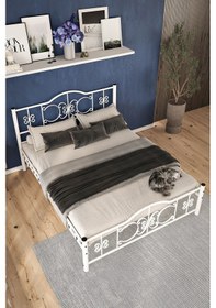 Resim Argimo Pero Tek Kişilik Ferforje Metal Beyaz Karyola 120x200 