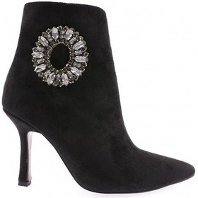 Resim Dgn 5738-424 Renkli Boncuklu Halka Tokali Kadin Topuklu Bot 5738-424-R1680 Siyah 