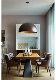 Resim Riolight Modern Siyah Içi Bakir Tekli Metal Sarkit Avize Çap:40Cm 