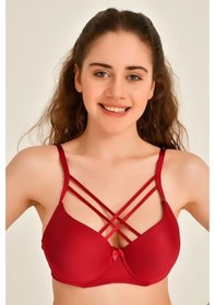 Resim Liza Kadın 1015 Çapraz Askılı Desteksiz Sütyen Kırmızı 80 Beden Kırmızı 