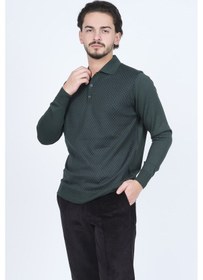 Resim Pave Erkek Desenli Polo Yaka Triko Yün Kazak 4533224 Yeşil 