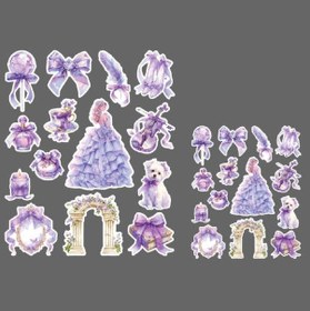 Resim Violet Lady-vintage Sticker Set Mat Kağıt - 2li Etiket Seti- Mor Lady- Ajanda Defter Süsleme-journal Süsleme Mor 