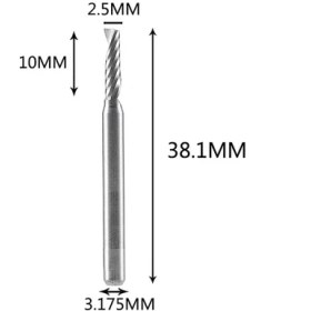 Resim 2Liyao SP1F-D2.5-L10 1 Adet Aaaaa 3D Cnc Router Bit Gravür Kesim 3.175/4/6 Shank Tek Flüt Freze Kesici Spiral Uçlu Değirmen Ağaç Işleme Alüminyum (Yurt Dışından) 