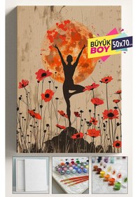 Resim Sayılarla Boyama Seti Numaralı Tuval Fırça Boya Dahil Kasnaklı Set 50x70 Cm - Egzersiz Kadın 