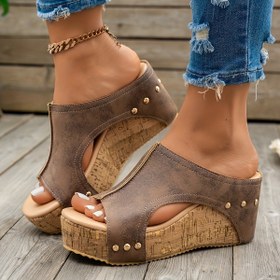 Resim ZPLXQQ Kadınlar için Şık Retro Kama Sandaletler - Metal Tokalı Kaydırmaz Ayakkabılar ile Açık Burunlu Platforma, Sahte Kapaklı Yazlık Günlük Topuklular Siyah, Lacivert ve Kahverengi Altın Tonlarında, Rahat Kauçuk Taban, Günlük Giyim İçin Konforlu Topuklular | Açık Burunlu Sandaletler | Sahte Kapaklı Sandaletler, Yüksek Topuklu Sandaletler 