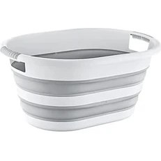 Resim Çamaşır Sepeti, 25 Litre, Gri-Beyaz 