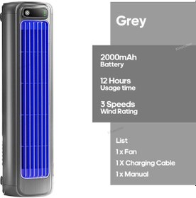 Resim Goldenqian Yeni Duvara Monte Klima Fanı Sessiz Ev Şarj Edilebilir Kule Fanı Dikey Masaüstü Hava Soğutucu Yatak Odası Oturma İçin Grey 