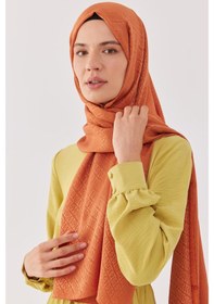 Resim Mirsoy Scarf Halka Desen Parlak Jakar Şal - Portakal Portakal Turuncu 