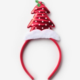 Resim Kırmızı Puanlı Yılbaşı Ağacı Kız Çocuk Taç - Kırmızı / Tek Ebat 