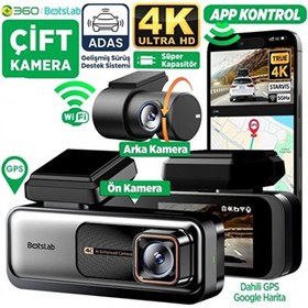 Resim Botslab G980H Pro ADAS Ön 4K UHD Arka 2K QHD 170° Geniş Açı Lens Gece Görüşü Gps+WiFi Araç İçi Kamera 