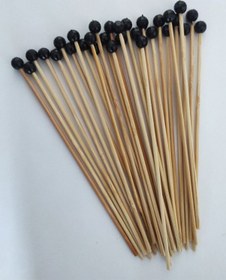 Resim 15 Cm Uzun Kürdan - 30 Adet Dekoratif Siyah Disko Topu Boncuklu Kokteyl Kürdanı 