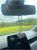 Resim GÖKÇEBUTİKS Dikiz Aynası Amigurumi Gri Kalp Aksessuarı 