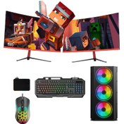 Resim RAMTECH TK106 İ3-12100F 16RAM 240SSD 500HDD RX580 8GB 23,6inçDUAL CURVED MONİTÖR GAMING PC 