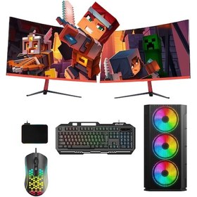 Resim RAMTECH TK106 İ3-12100F 16RAM 240SSD 500HDD RX580 8GB 23,6inçDUAL CURVED MONİTÖR GAMING PC 