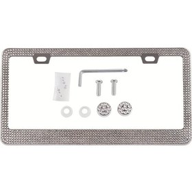 Resim Cloudstore Beyaz Kristal Tasarımlı Paslanmaz Çelik Kare Delikli Plaka Çerçevesi - Paslanmaz Sağlam Vida Başlıkları Kolay Montaj 