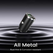 Resim 100W Hızlı Şarj Çift Portlu USB Araba Şarj Cihazı - Tüm Metal Alaşım Mini Tasarım ile Çekme Halkası, Paslanmaz ve Korozyona Dayanıklı, Kolay Taşıma, Dişi Erkek Bağlantı, Araba Fişi Güç Modu, ≤36V Çalışma Voltajı, Pil Yok, Araba Şarj Çözümü | Kompakt Şarj Cihazı | Korozyona Dayanıklı Şarj Cihazı 