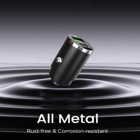 Resim 100W Hızlı Şarj Çift Portlu USB Araba Şarj Cihazı - Tüm Metal Alaşım Mini Tasarım ile Çekme Halkası, Paslanmaz ve Korozyona Dayanıklı, Kolay Taşıma, Dişi Erkek Bağlantı, Araba Fişi Güç Modu, ≤36V Çalışma Voltajı, Pil Yok, Araba Şarj Çözümü | Kompakt Şarj Cihazı | Korozyona Dayanıklı Şarj Cihazı 