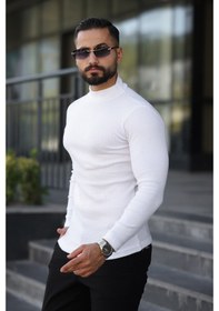 Resim Ribac 3'lü Paket Yarım Boğazlı Erkek Kazak Beyaz - Siyah 