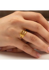 Resim Çgk Çiğdem Gürel Kuyumculuk 14 Ayar 3 Sıra Yaldızlı Kaburga Yüzük Yaldız 