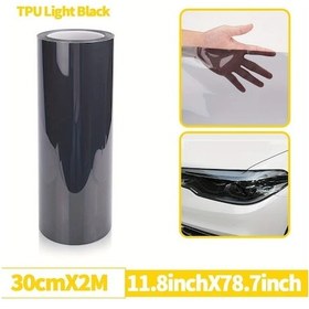 Resim Xuweiwei Light Black Car Headlight Film Tpu Su Koruması Siyah Far Film 11.8inchx79.7inch Su Geçirmez 