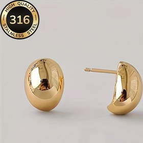 Resim AIVEO Hipoalerjenik 18K Altın Kaplama Paslanmaz Çelik Kadınlar İçin Sferik Halke - Solmaya Karşı Dayanıklı & Rahat, Düşük Alerji Günlük ve Parti Takısı, Şık Noel Doğumgünleri Yıl dönümleri İçin Elegant Hediye (Dayanıklı & Çok Amaçlı) Hassas Cilt Uygunluğu Tüm Sezon Giysiler Mat Veya Parlak Biti Minimalist Tasarım 