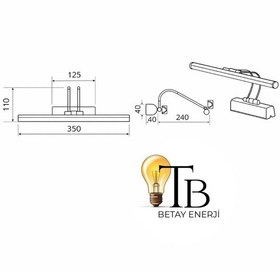 Resim Flüt Aplik Led Aydınlatma Gold Ayna & Tablo Üstü 6500 K Beyaz Işık 