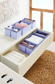 Resim 4'lü Lacivert Çizgili Çekmece Içi Organizer Seti 