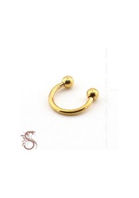 Resim Sarı Altın Rengi Çelik Nal Vücut Kaş Top Uçlu Piercing P456B 